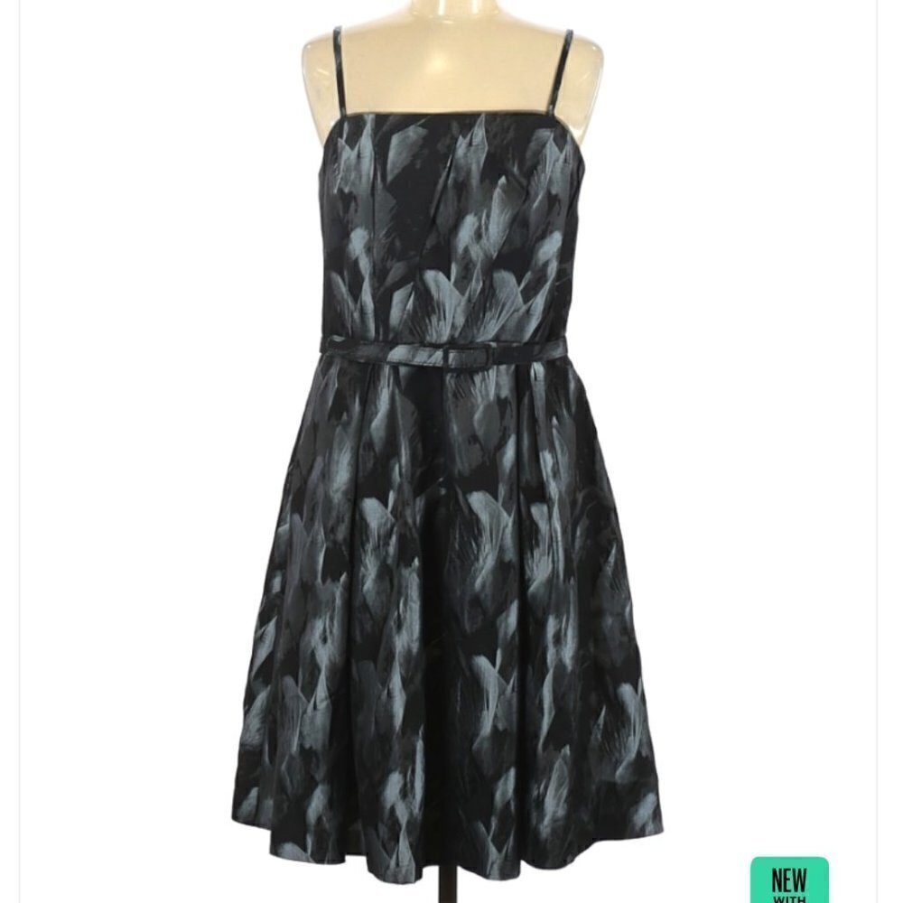 NWT WHBM Black & Gray Print Convertible Dress Size 12 Formal Cocktail Party